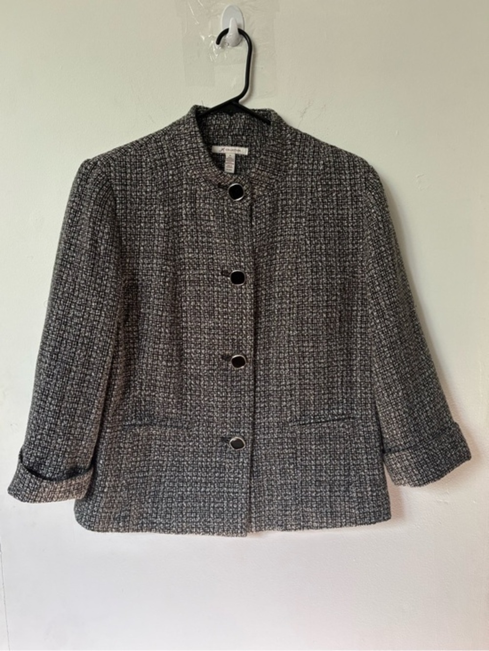 JM Collection Tweed Jacket - Gray and Black - Elegant/Office - Size14